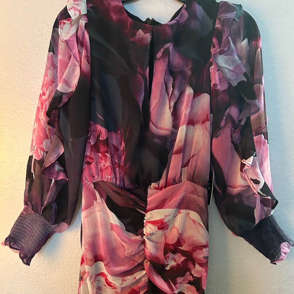 Express Floral Dress - Pink and Black